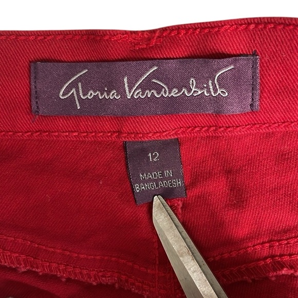 NWT Gloria Vanderbilt Amanda Capri Stretch Red Denim Jeans - Picture 10 of 11